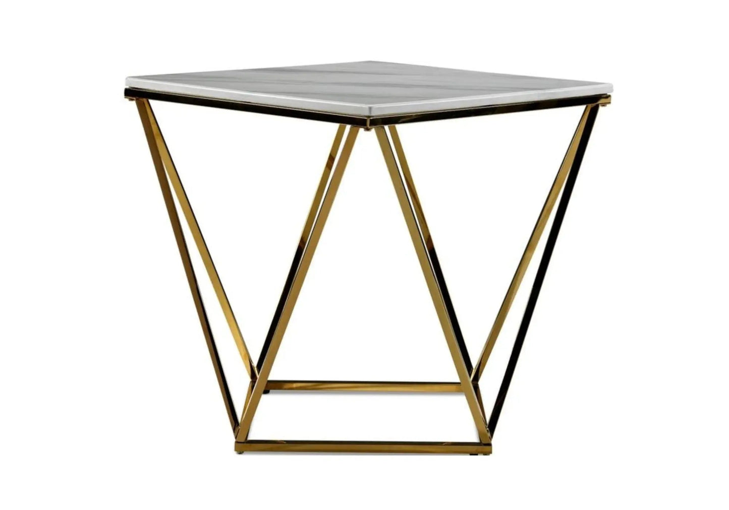 Bout de canapé doré en marbre blanc ILÉA – Galerie du Mobilier - Vue 1