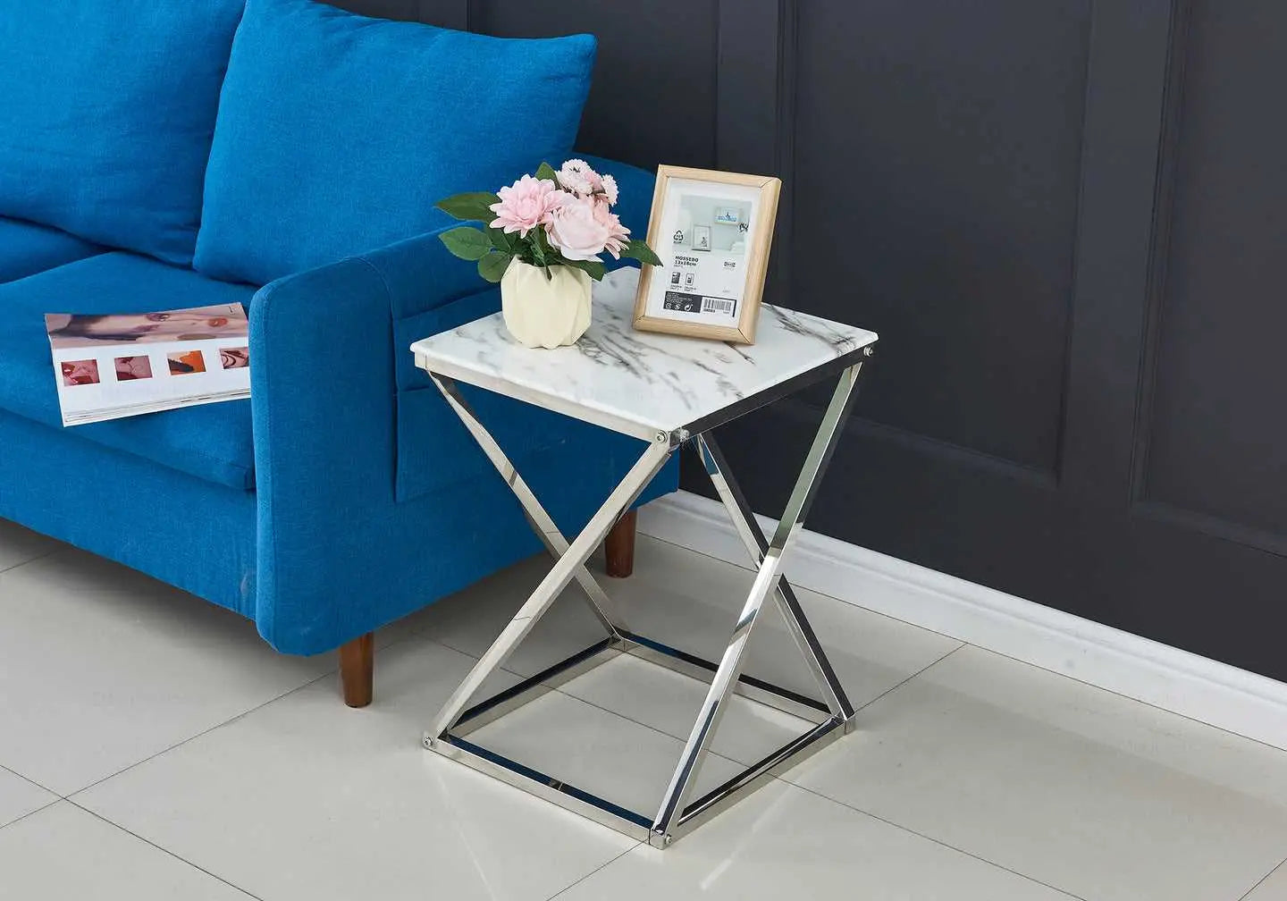 Bout de canapé marbre blanc – Galerie du Mobilier - Vue 1