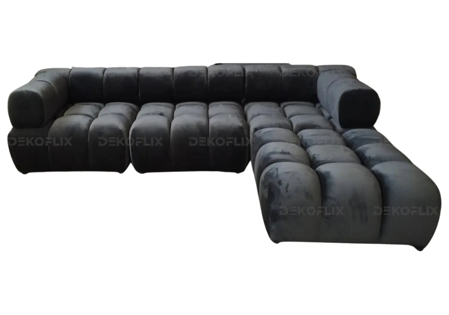 Canapé angle modulable velours anthracite ALEN New Design