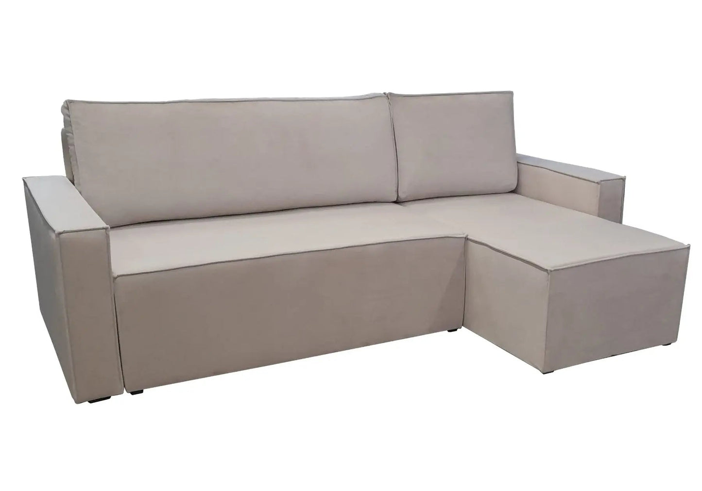 Canapé angle velours beige – Galerie du Mobilier - Vue 1