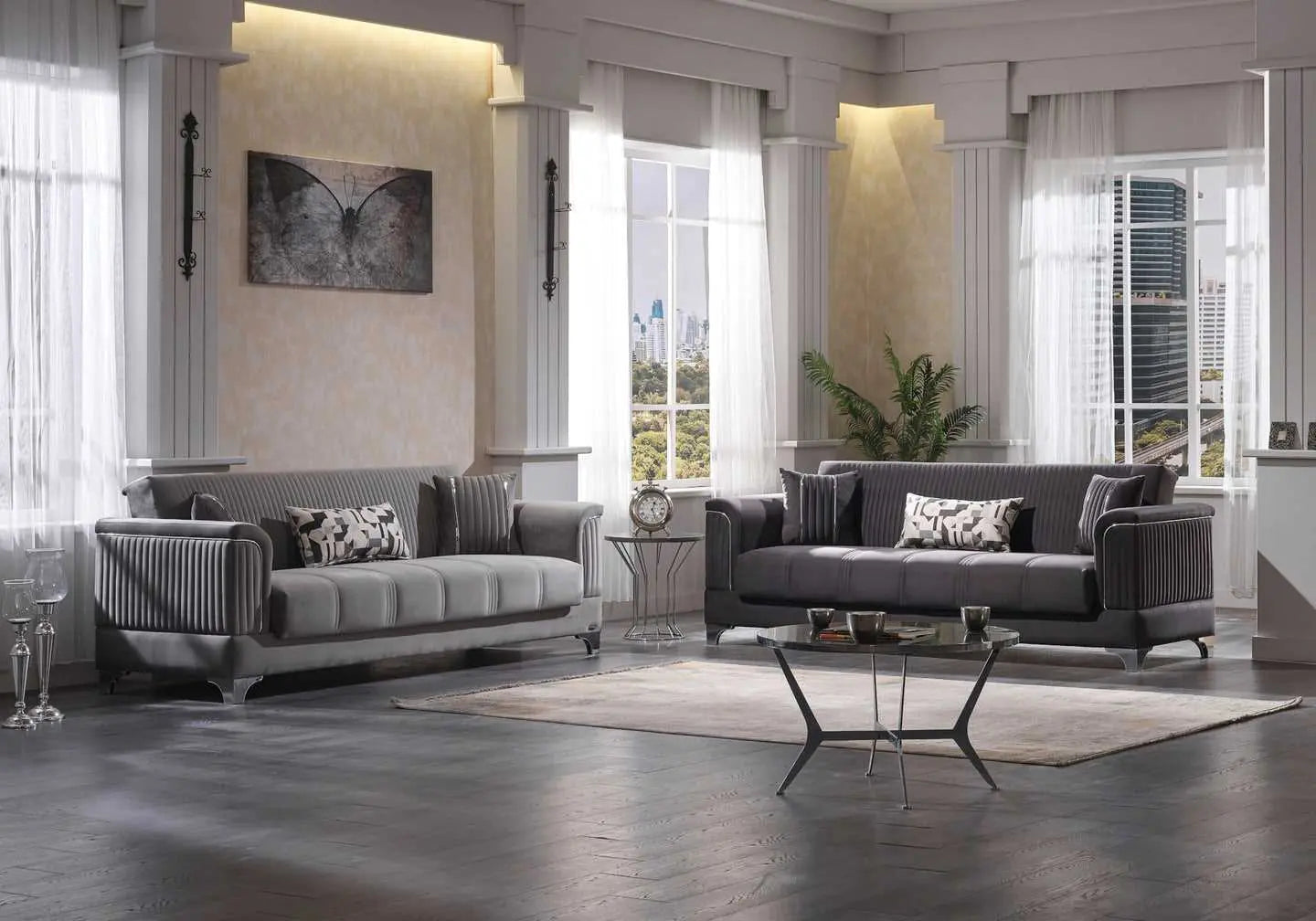 Canapé convertible anthracite BALI - Galerie du Mobilier