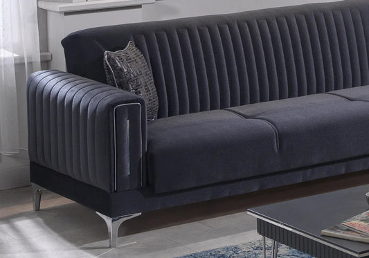 Canapé d'angle en velours gris ASYA Slims Mobilya