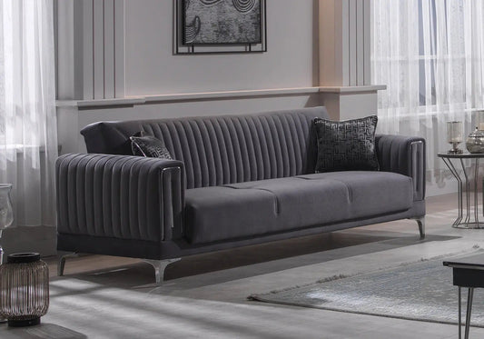 Canapé lit tissu gris chrome ASYA Slims Mobilya