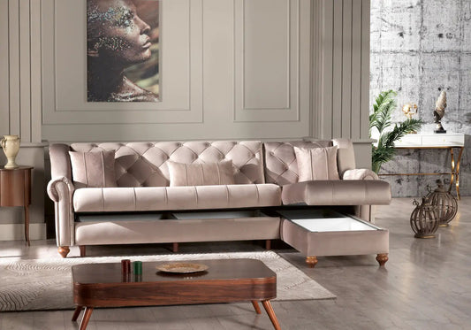 Canapé méridienne crème MEVA Slims Mobilya