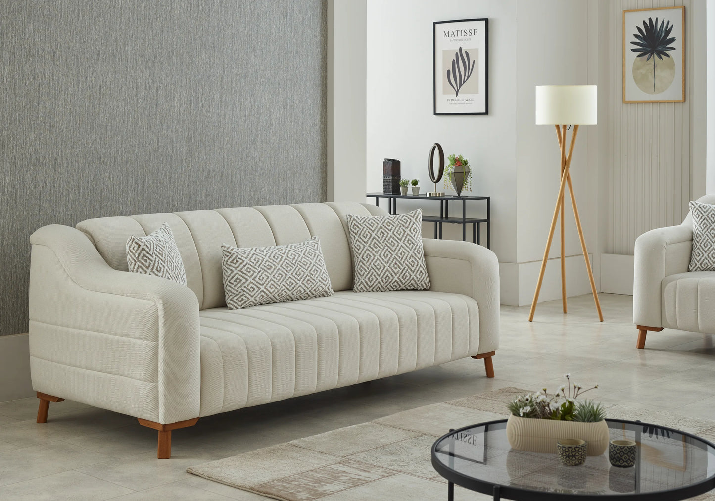 Ensemble canapé bois blanc HEXA