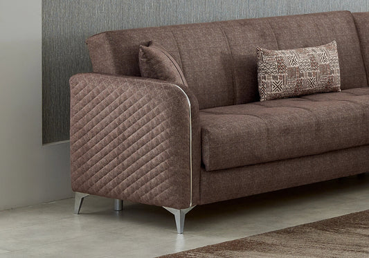 Canapé d’angle convertible avec rangement chocolat – ALISSA