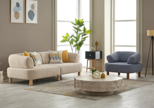 Canapé arrondi tissu bouclé dossier réglable – CARLOS