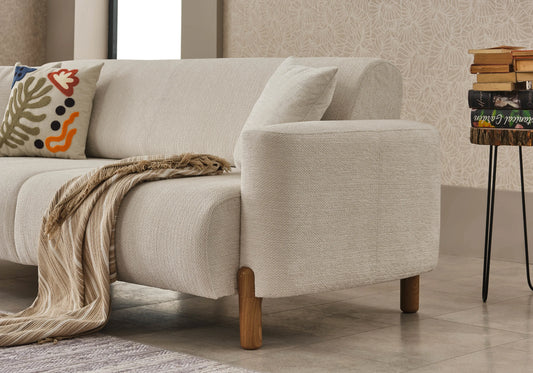 Canapé bouclé blanc confort moderne - SOHO