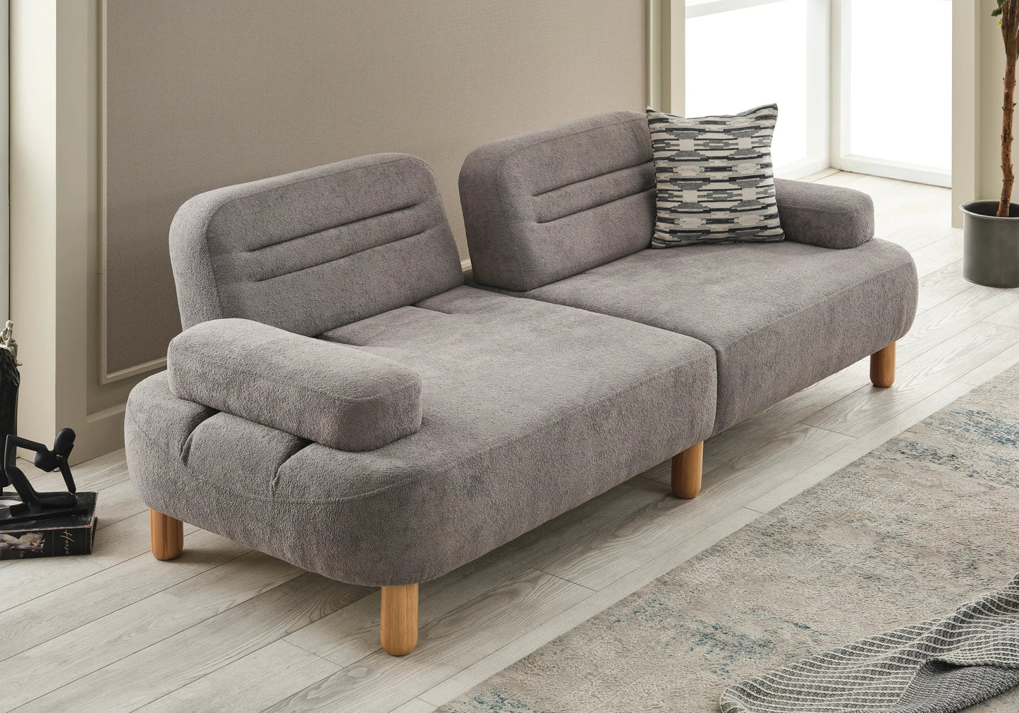 Canapé bouclé convertible dossier réglable – ANGEL