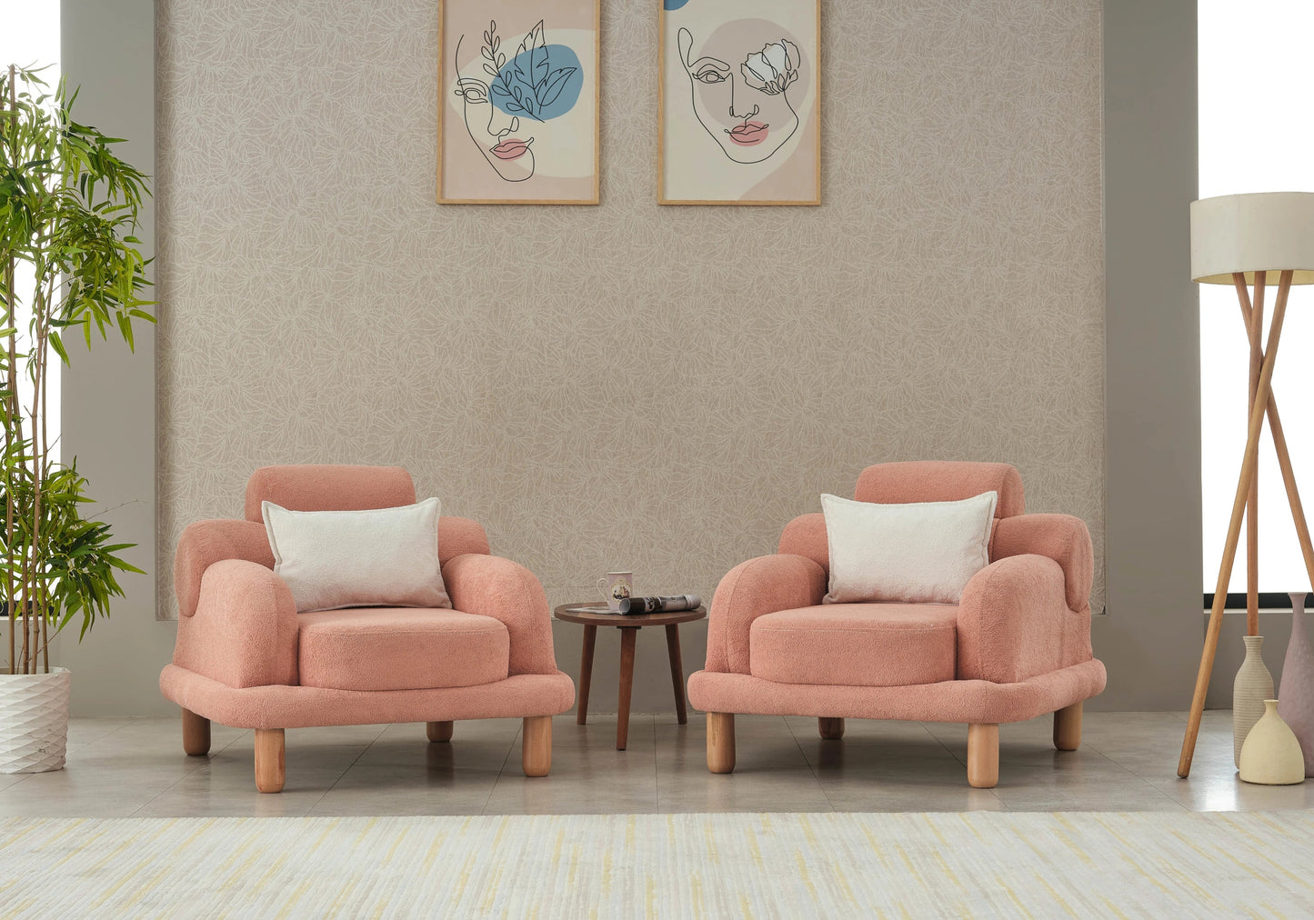 Canapé bouclé design arrondi dossier réglable – CALISTA