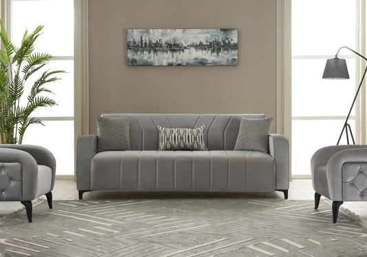 Canapé convertible design velours gris – URBAN