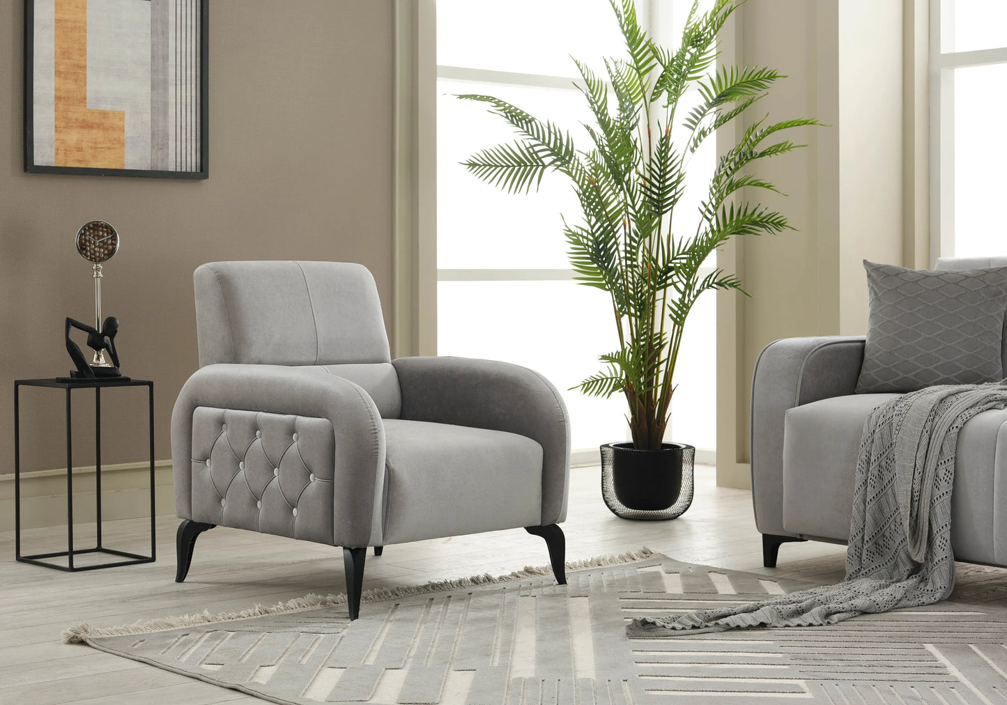 Canapé convertible design velours gris – URBAN