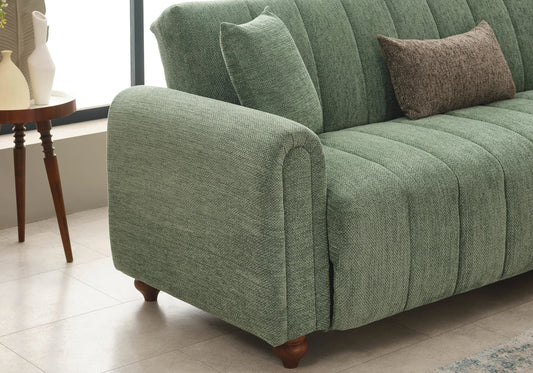 Canapé convertible vert bois naturel - CAPRI