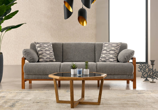 Canapé scandinave bois gris convertible – LENY