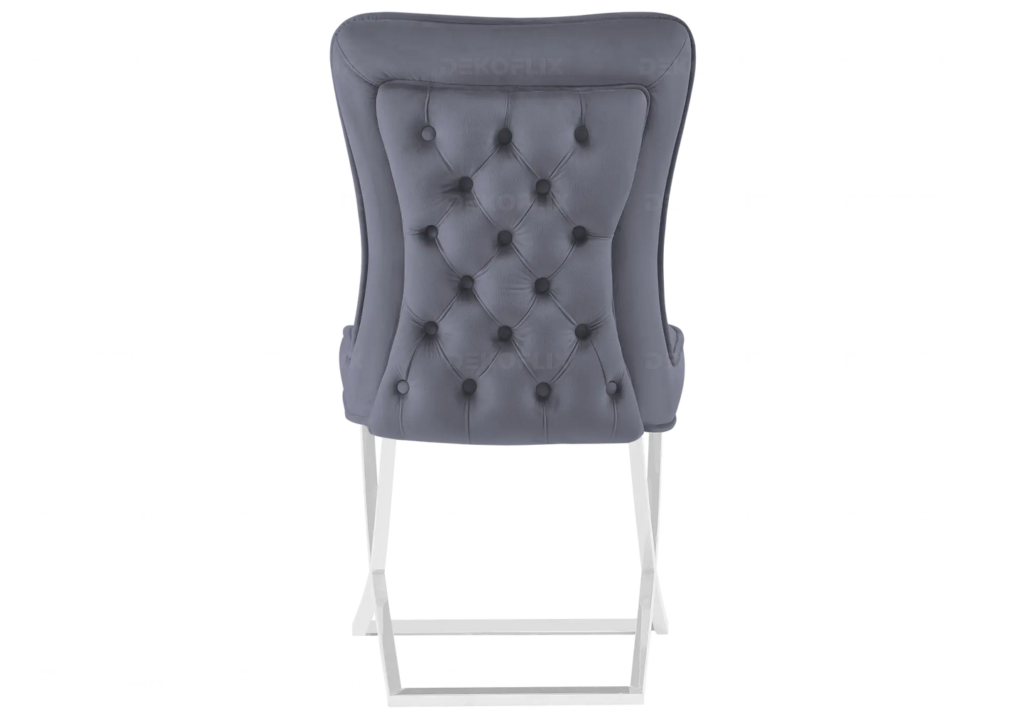 Chaise capitonnée argent anthracite ENZO (Lot de 2) New Design