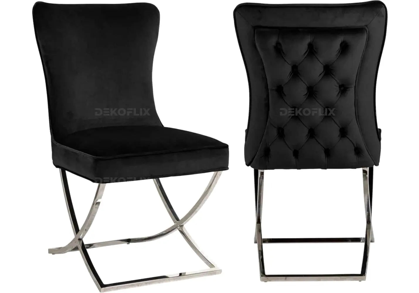 Chaise capitonnée argent noir ENZO (Lot de 2) New Design