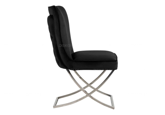 Chaise capitonnée argent noir ENZO (Lot de 2) New Design