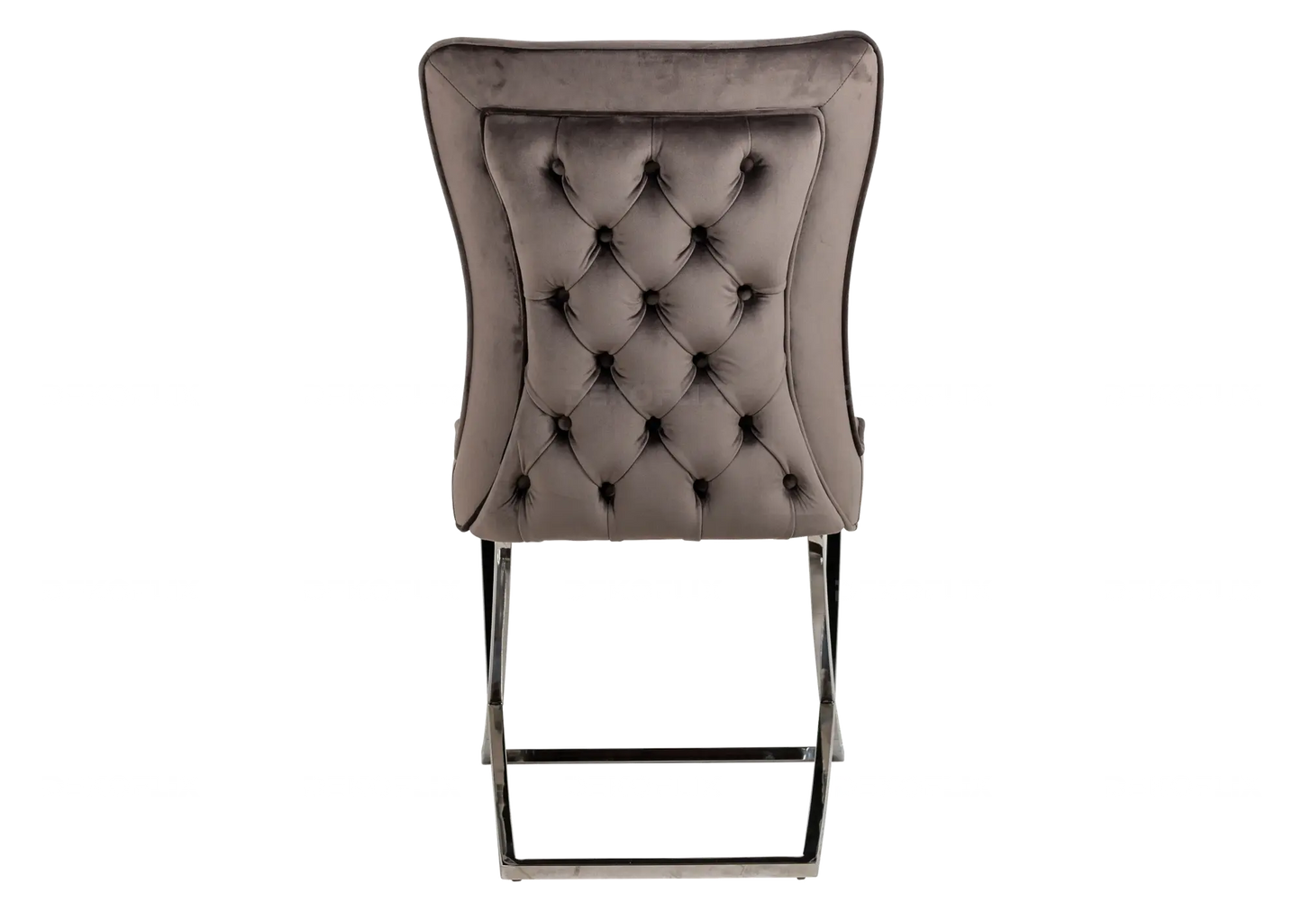Chaise capitonnée argent taupe ENZO (Lot de 2) New Design
