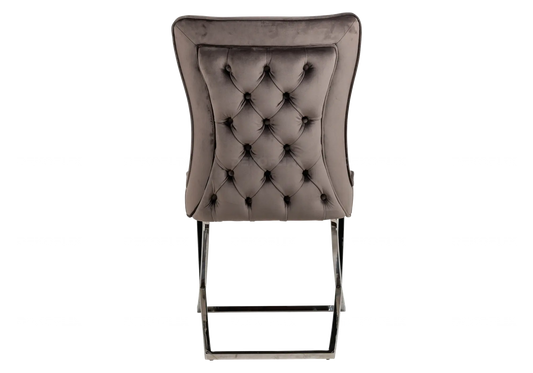 Chaise capitonnée argent taupe ENZO (Lot de 2) New Design