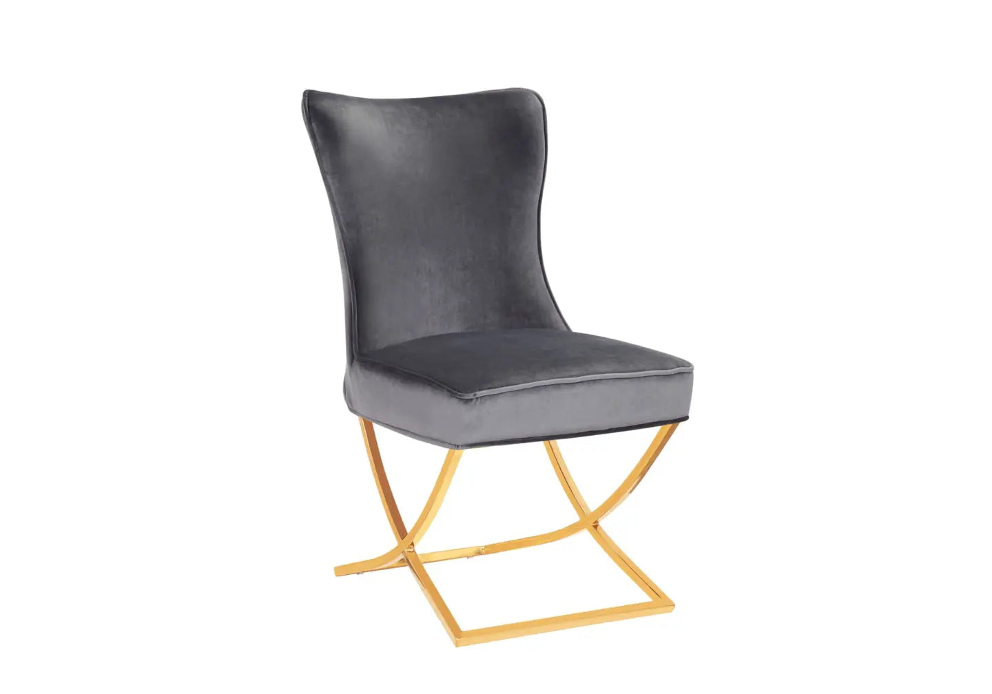 Chaise capitonnée dorées grise ENZO (lot de 2) New Design
