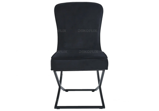 Chaise capitonnée noire pied noire ENZO (Lot de 2) New Design