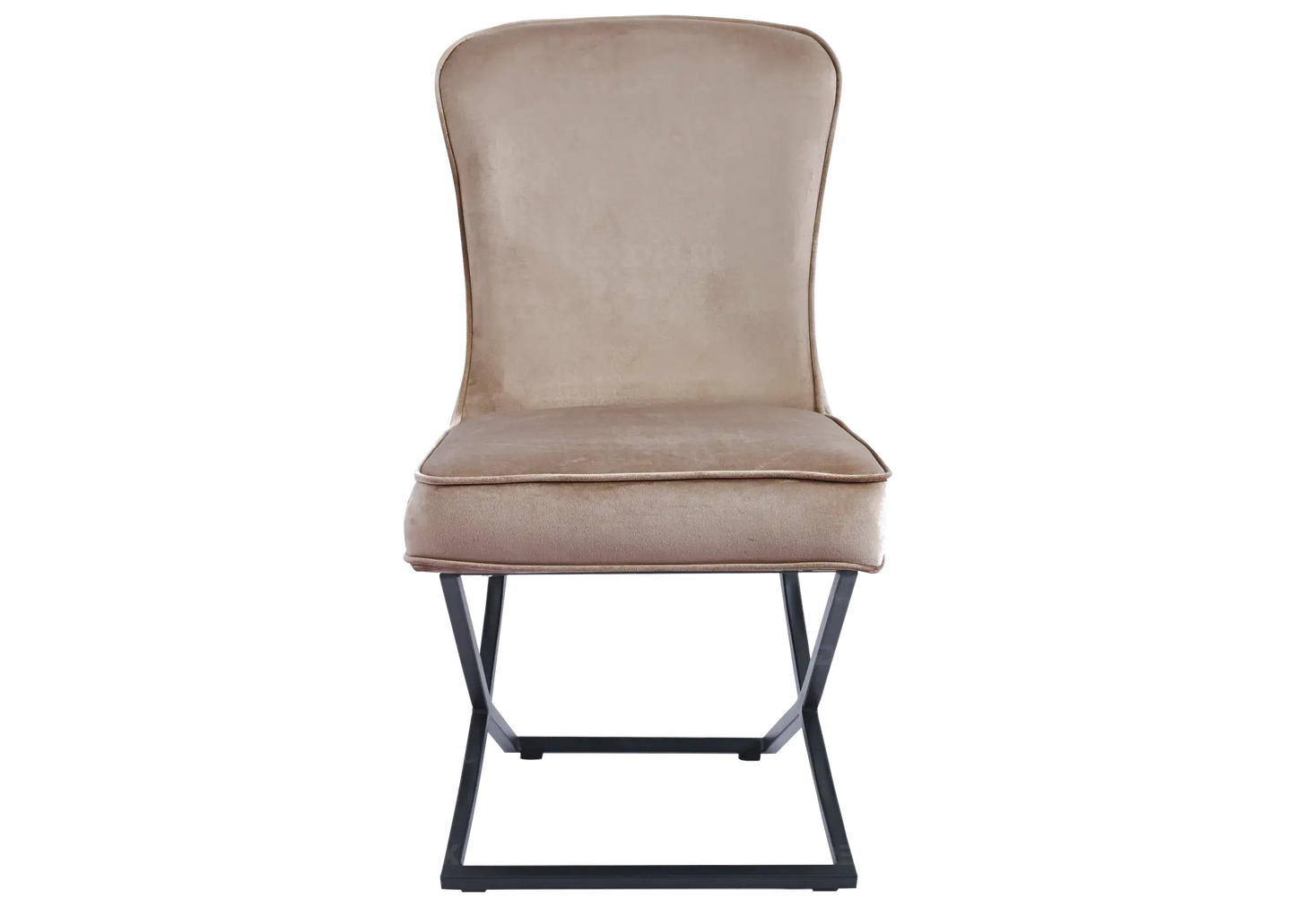 Chaise capitonnée taupe pied noir ENZO (Lot de 2) New Design