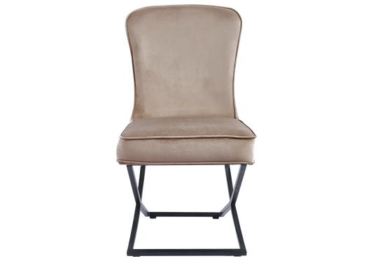 Chaise capitonnée taupe pied noir ENZO (Lot de 2) New Design