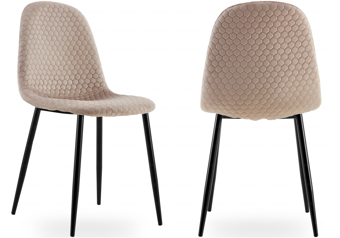 Chaises scandinaves en velours alvéolé taupe - – Galerie du Mobilier