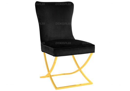 Chaise dorée capitonnée noir ENZO (Lot de 2) New Design