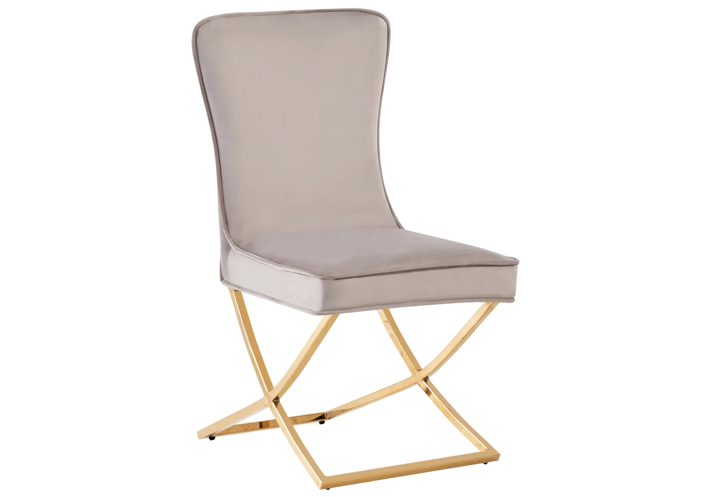Chaise dorée capitonnée taupe ENZO (Lot de 2) New Design