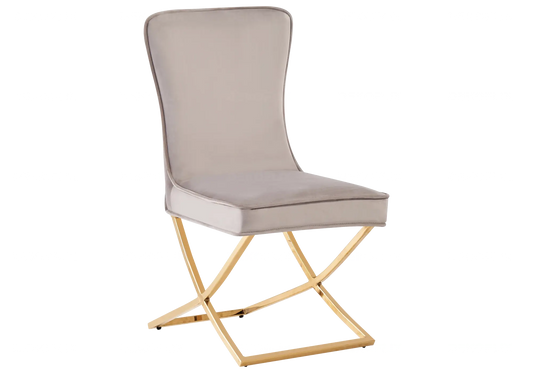 Chaise dorée capitonnée taupe ENZO (Lot de 2) New Design