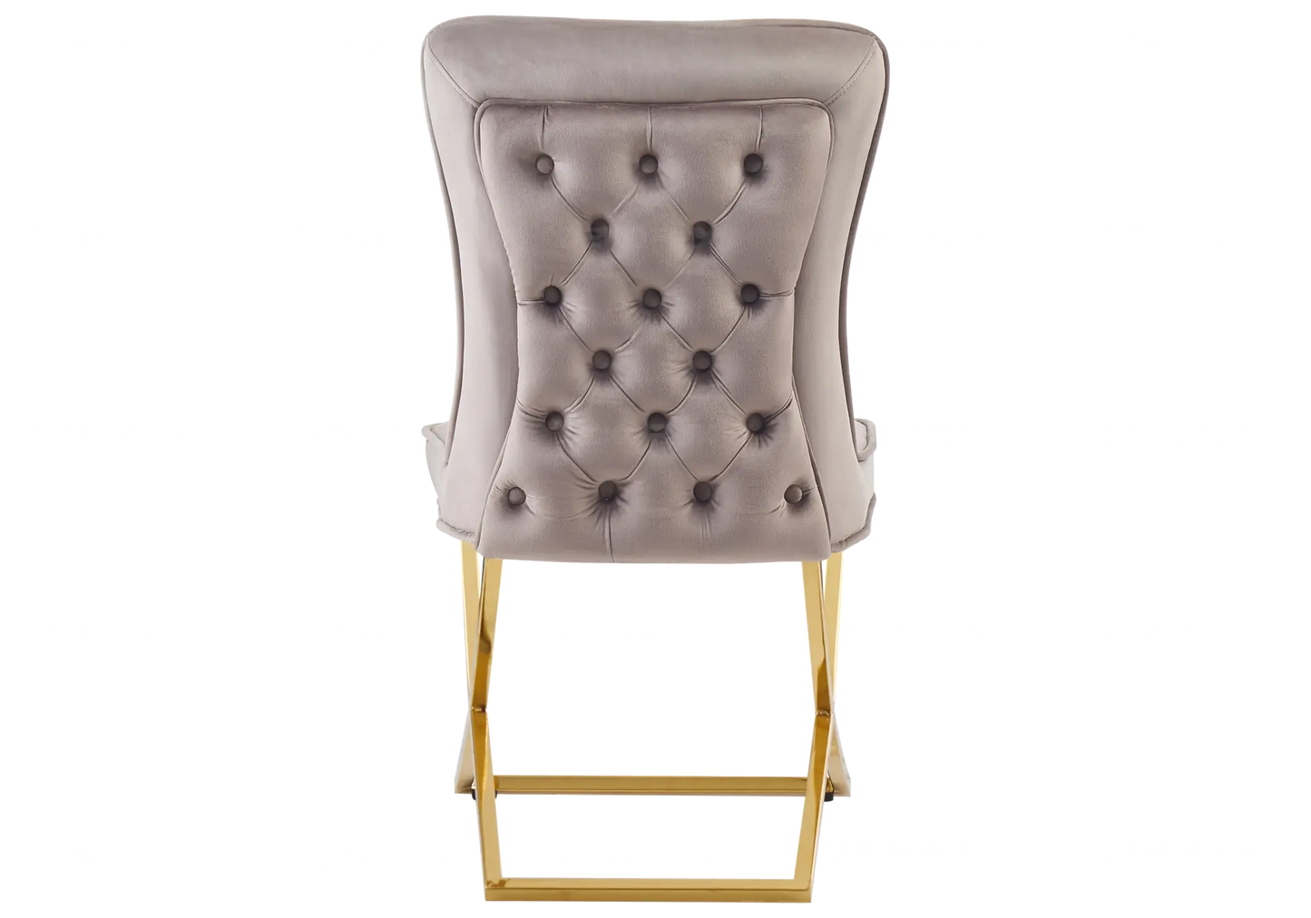 Chaise dorée capitonnée taupe ENZO (Lot de 2) New Design