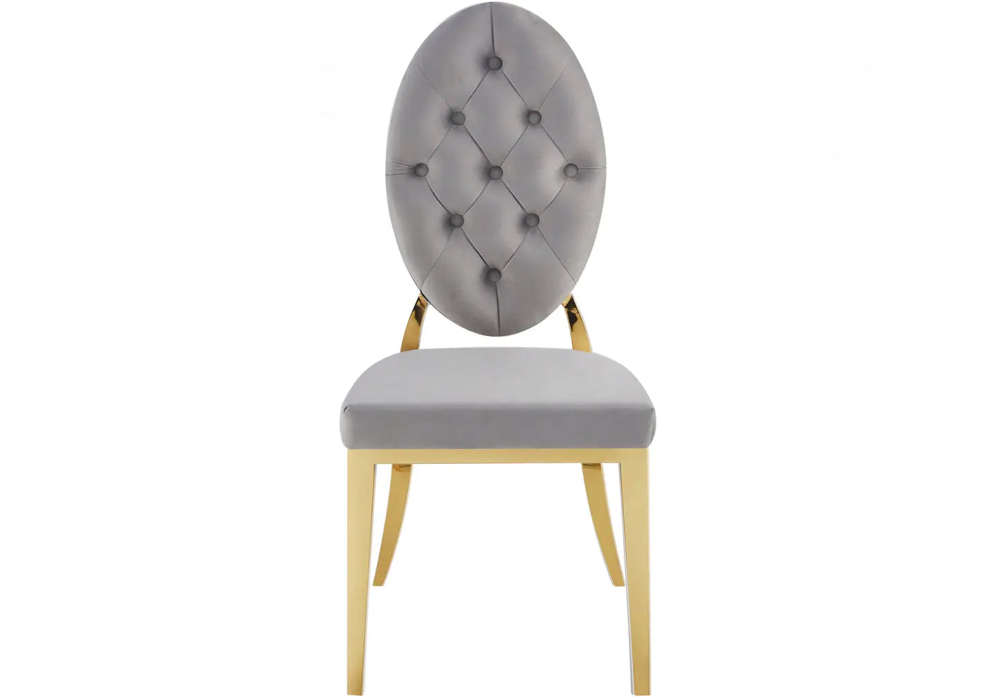 Chaise médaillon capitonnée dorée gris NEO New Design