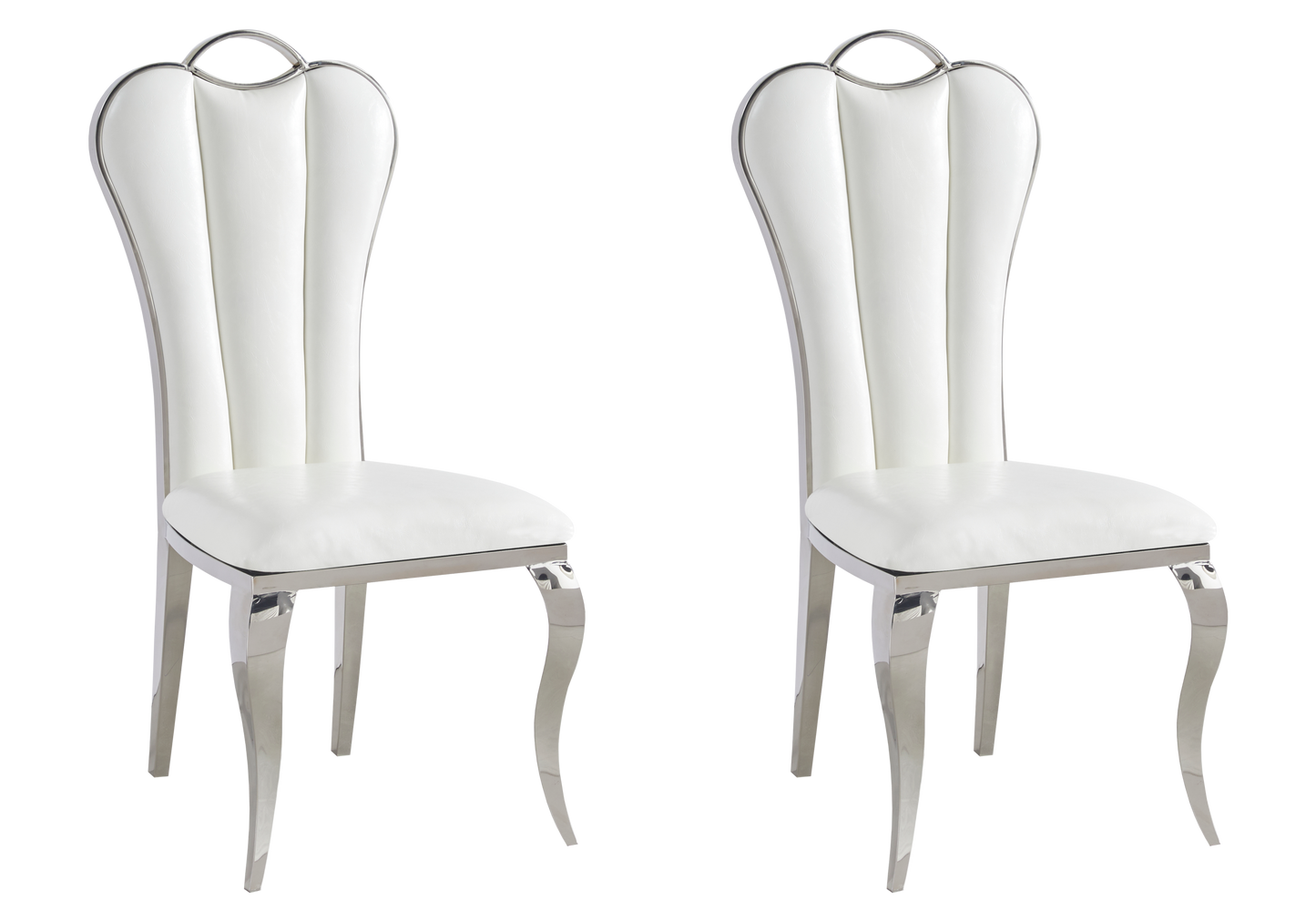 Chaise baroque moderne argentée et similicuir - – Galerie du Mobilier