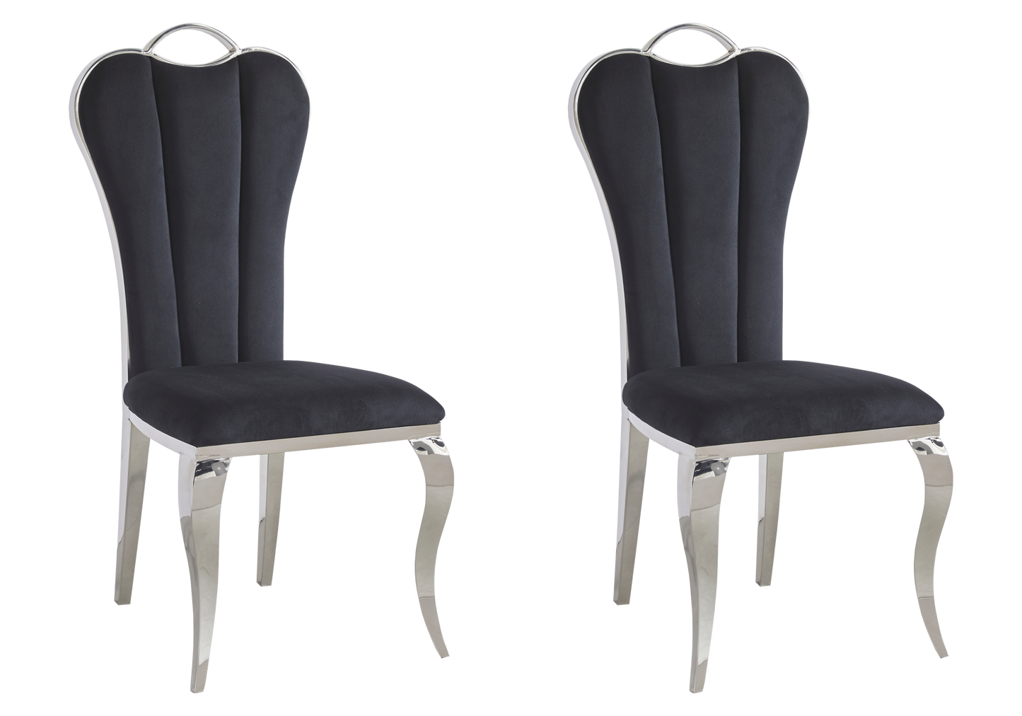 Chaise baroque moderne argentée et velours - – Galerie du Mobilier