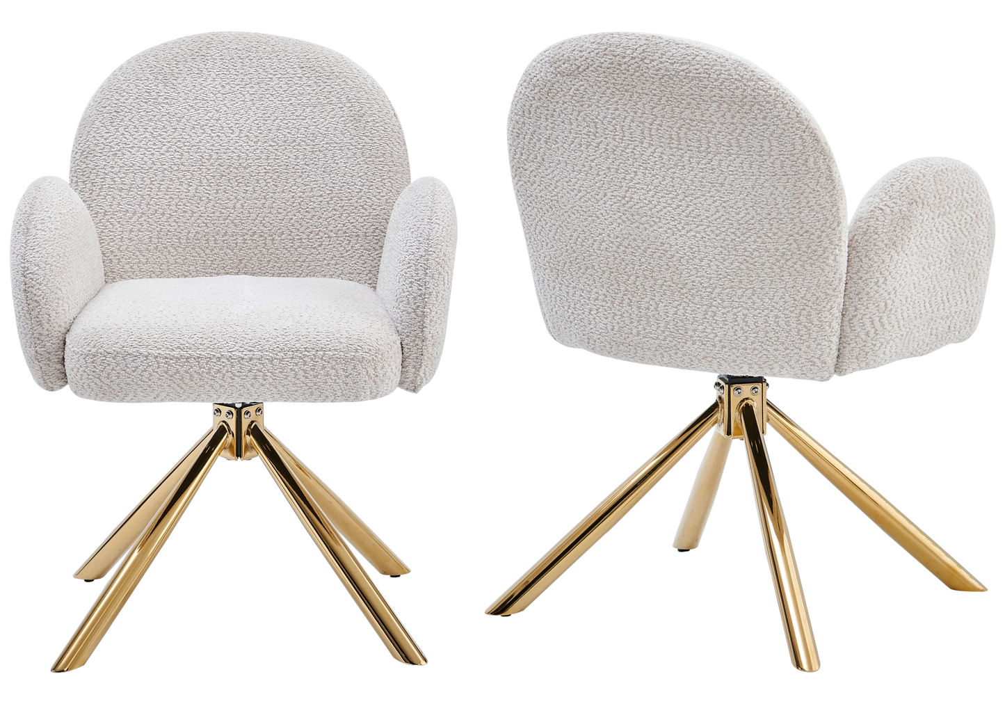 Fauteuils de table bouclette blanche pivotants – Galerie du Mobilier - Vue 1