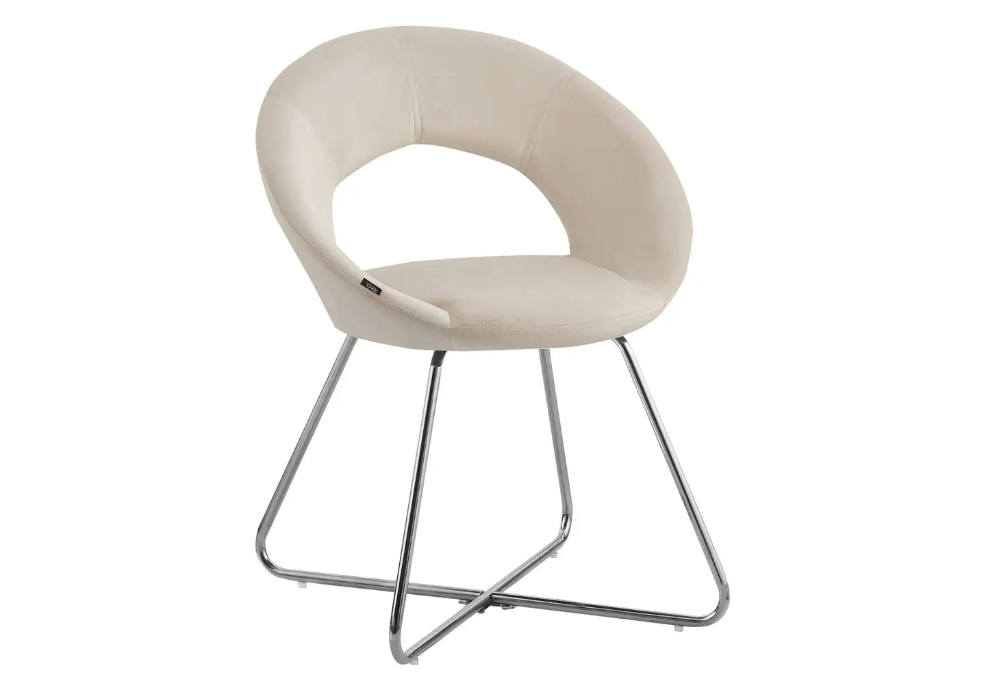 Chaises velours écru arrondies dossier ouvert - – Galerie du Mobilier