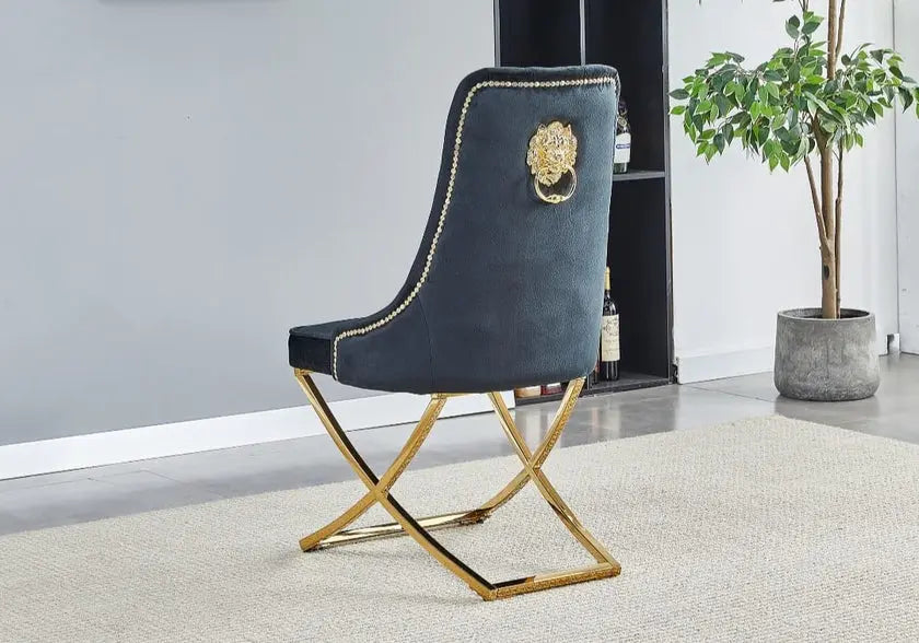 Chaises dorées noires tête de lion GLADE (lot de 4) New Design
