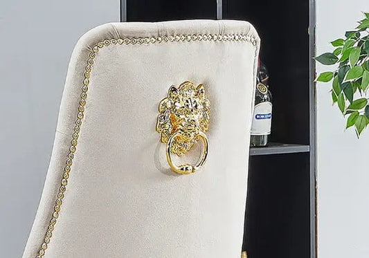 Chaises dorées taupes tête de lion GLADE (lot de 4) New Design