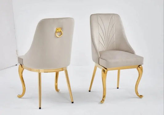 Chaises dorées velours gris NINA (lot de 2) New Design