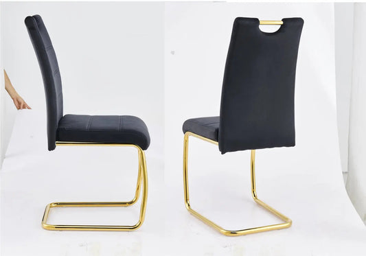 Chaises dorées velours noir SOAN (lot de 6) Galerie du Mobilier