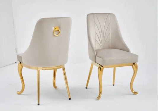 Chaises dorées velours noir BAROKA (lot de 2) - Galerie du Mobilier