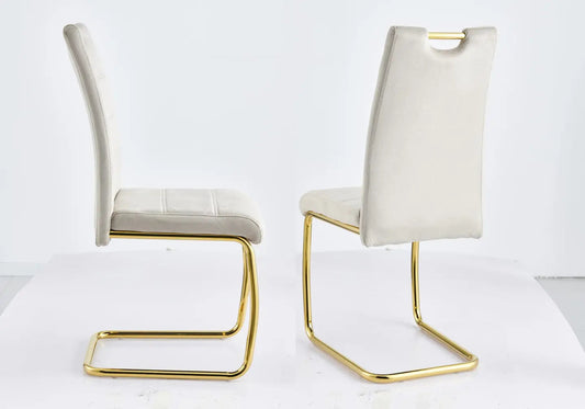 Chaises dorées velours taupe SOAN (lot de 6) Galerie du Mobilier