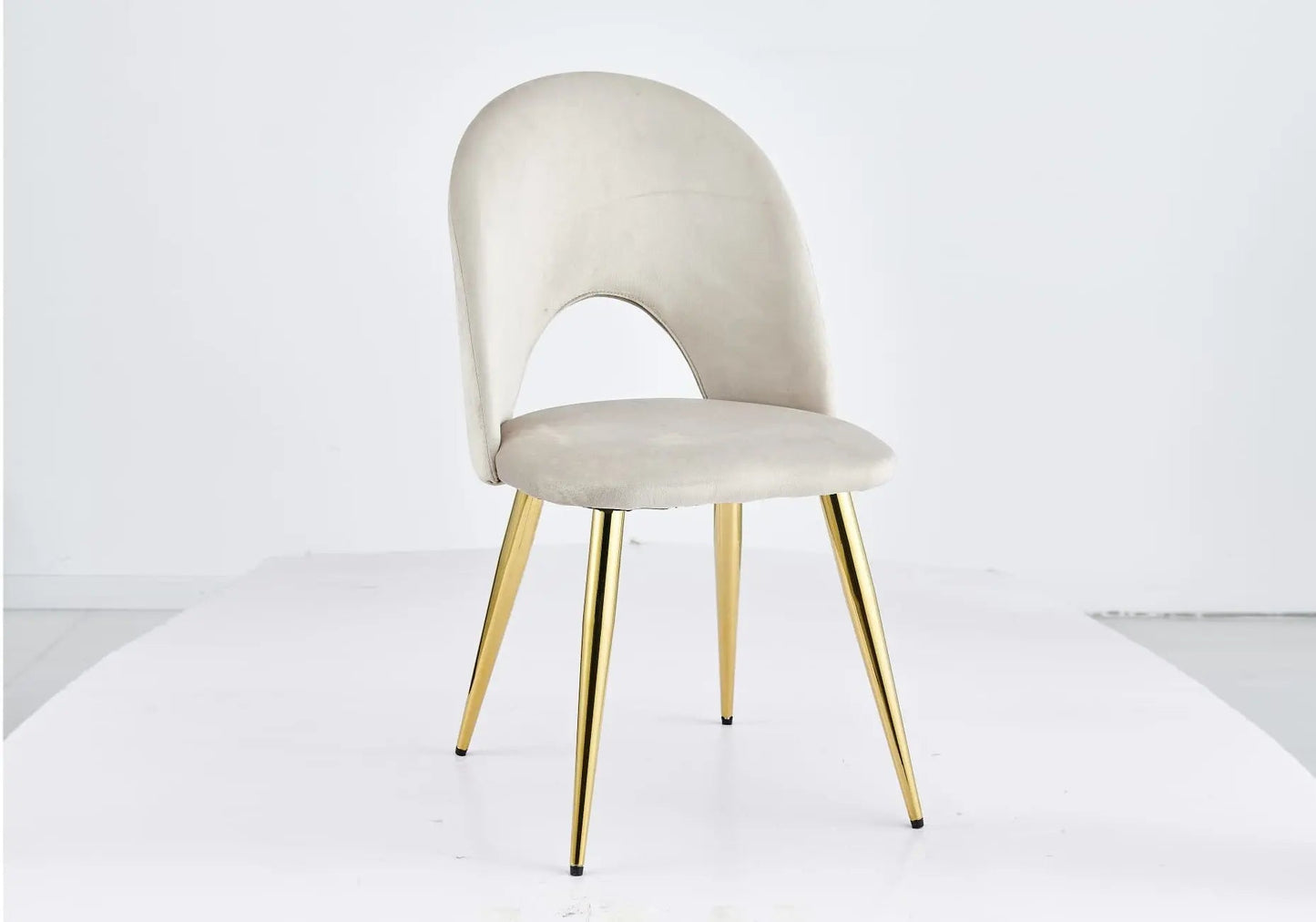 Chaises dorées velours taupe GRETUS (lot de 4) New Design