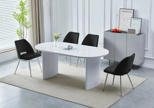 Chaises velours noir chromé LEONI (lot 4) - DEKOFLIX