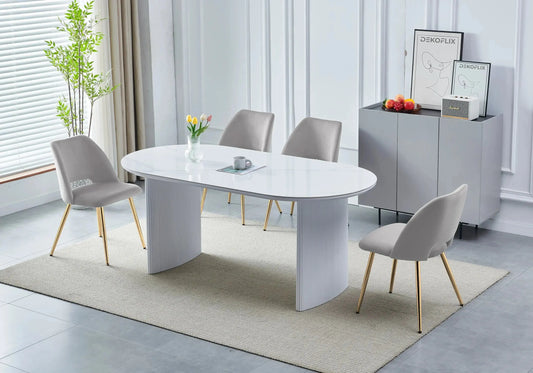 Chaises velours taupe doré LEONI (Lot 4) - DEKOFLIX