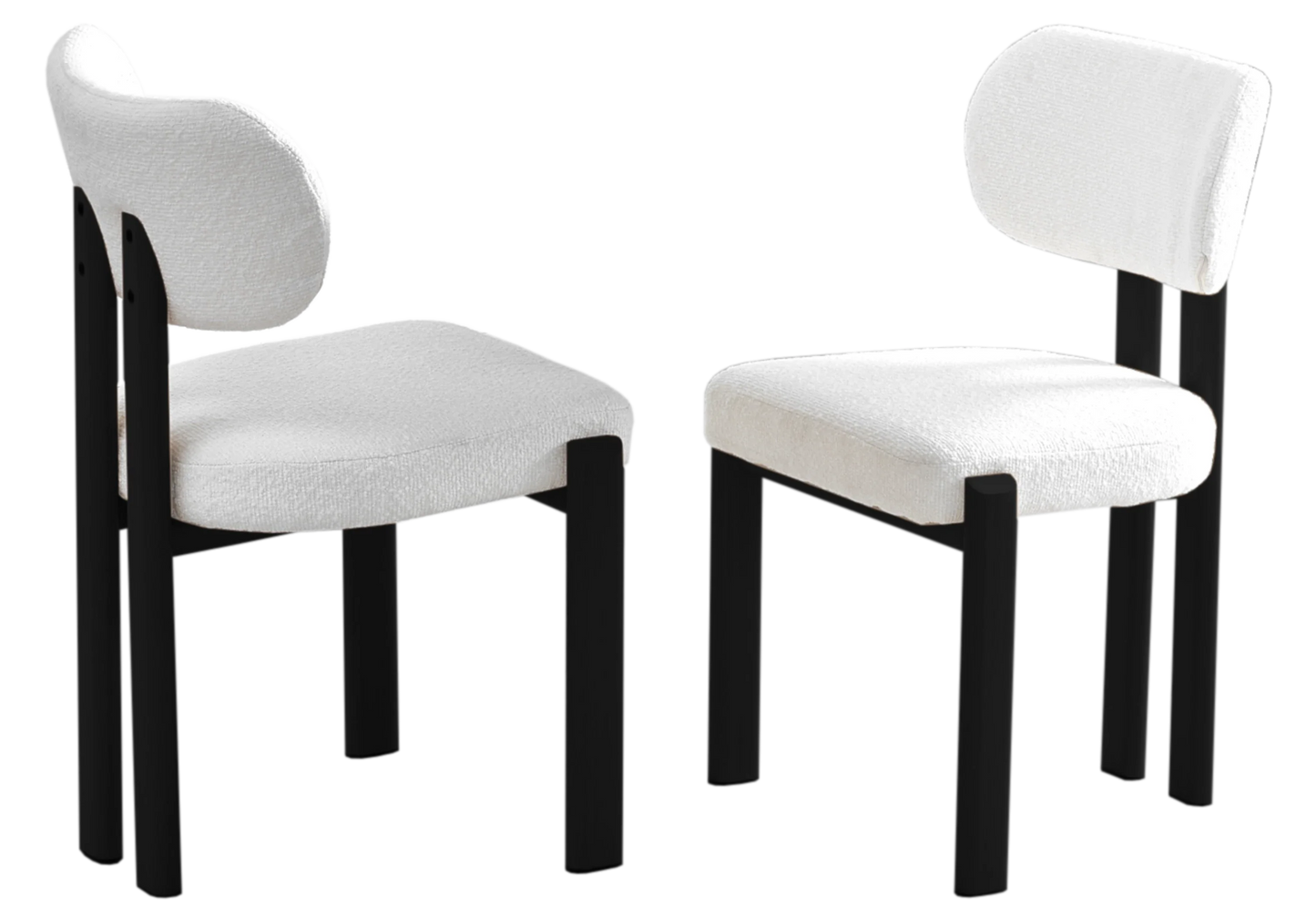 Chaises bouclées beiges pieds noirs scandinaves – INAYA