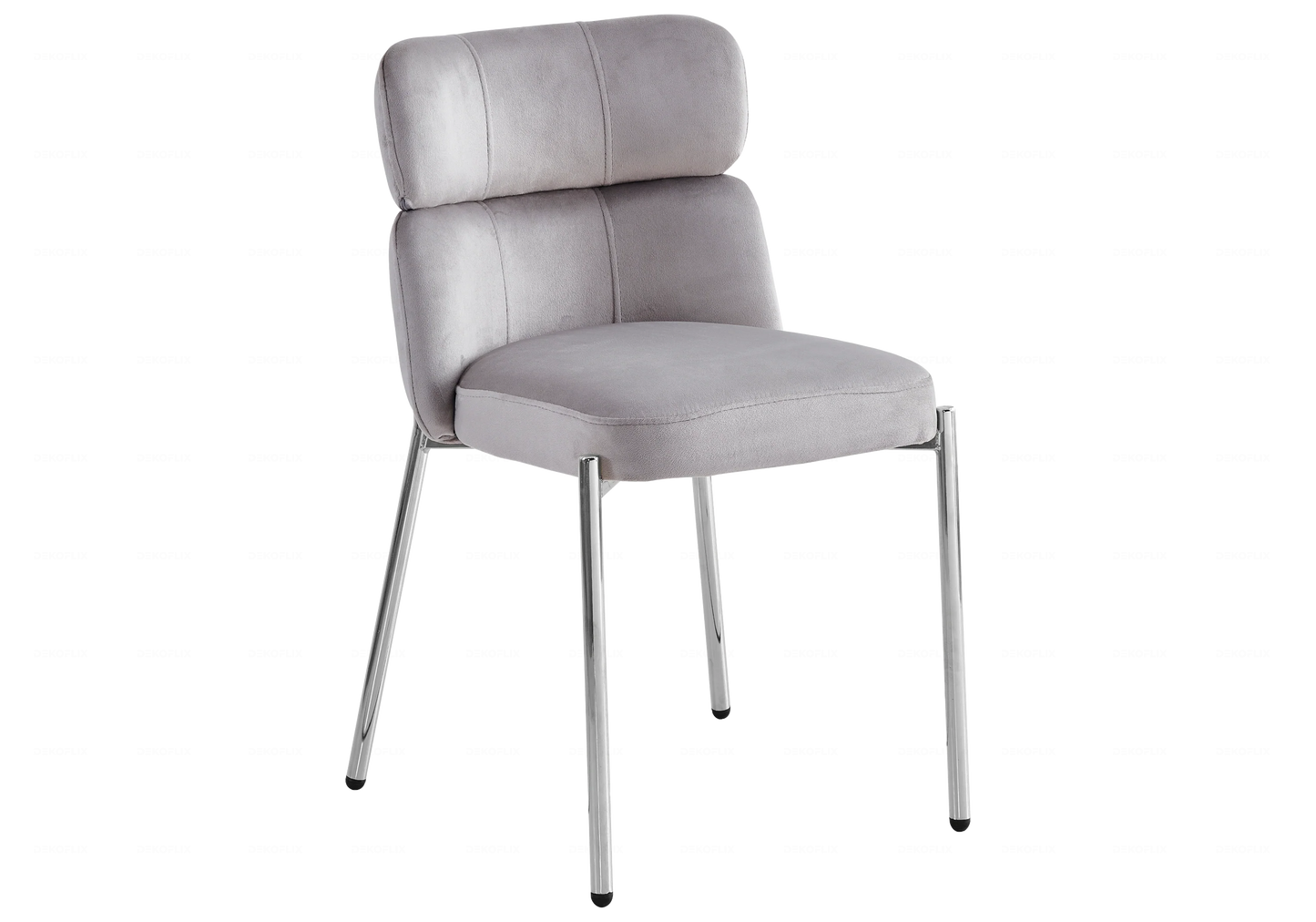 Chaises Velours Taupe Pieds Argentés NORA – Lot de 4 - DEKOFLIX