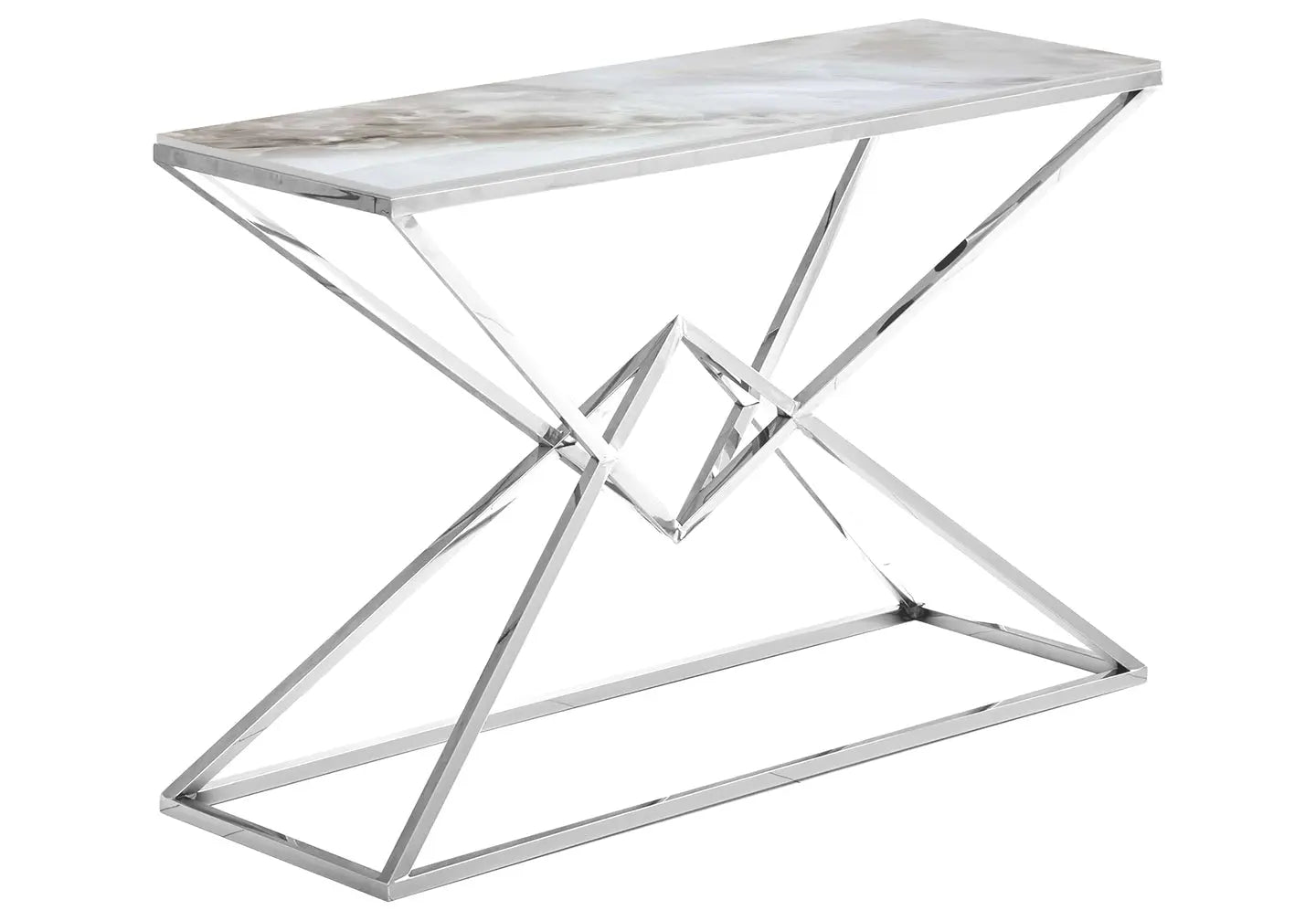 Console argentée marbre beige WIDAD Galerie du Mobilier