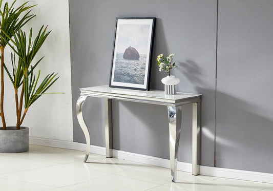 Console argentée marbre blanc BAROQUE Galerie du Mobilier